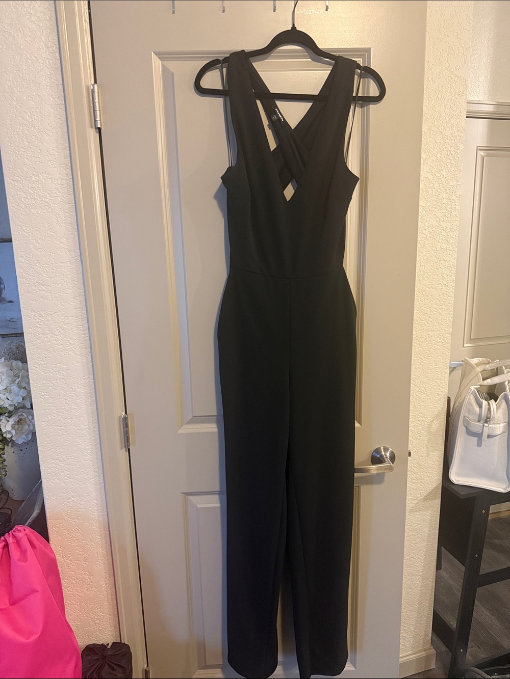 Express Black Cross-Back Sleeveless Jumpsuit